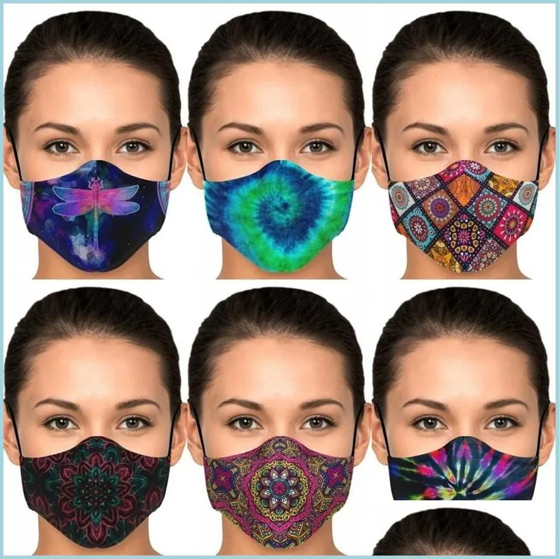 Designer Masks Ornament Printed Reusable Respirators Washable Fashion Face Masks Retractable Mascarilla Custom Cycling Breathable Ad Dheoj