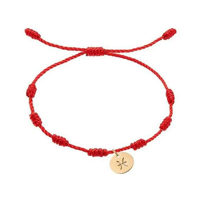 12 cuerdas de pulsera zodiaco trenzado 7 pulsador de moneda de nudos para mujeres joyas de regalo de cumpleaños para hombres