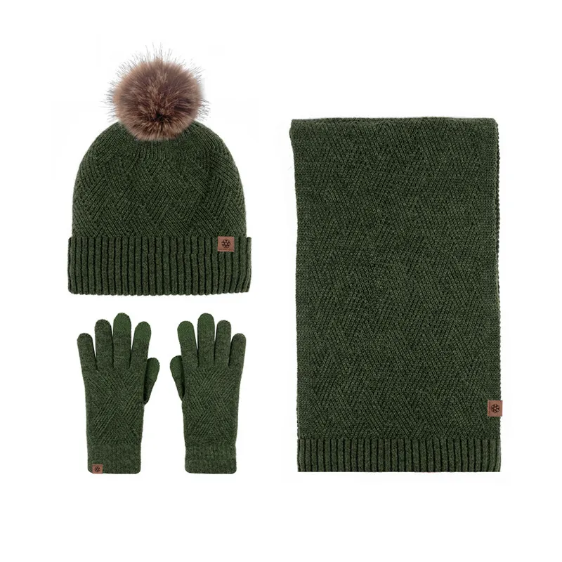 Fournitures de fête d'hiver, ensemble bonnet, écharpe et gants pour écran tactile, garde au chaud de noël pour adultes