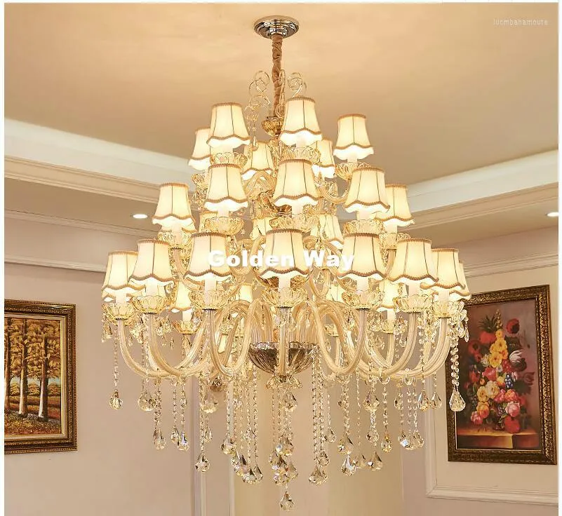 Chandeliers European El Chandelier E14 LED Lamparas Retro Cognac Cristal Lustre Penthouse AC Cystal