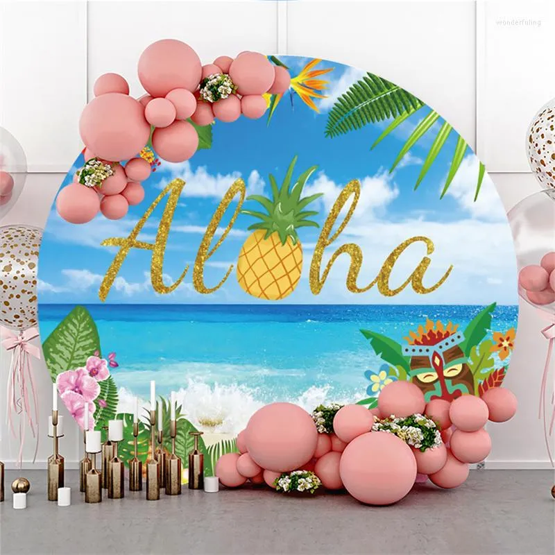 Party Decoration Custom Background Backdrops Round Hawaii Beach Vacations Children's Birthday Wall Pozone Wedding Backdrop