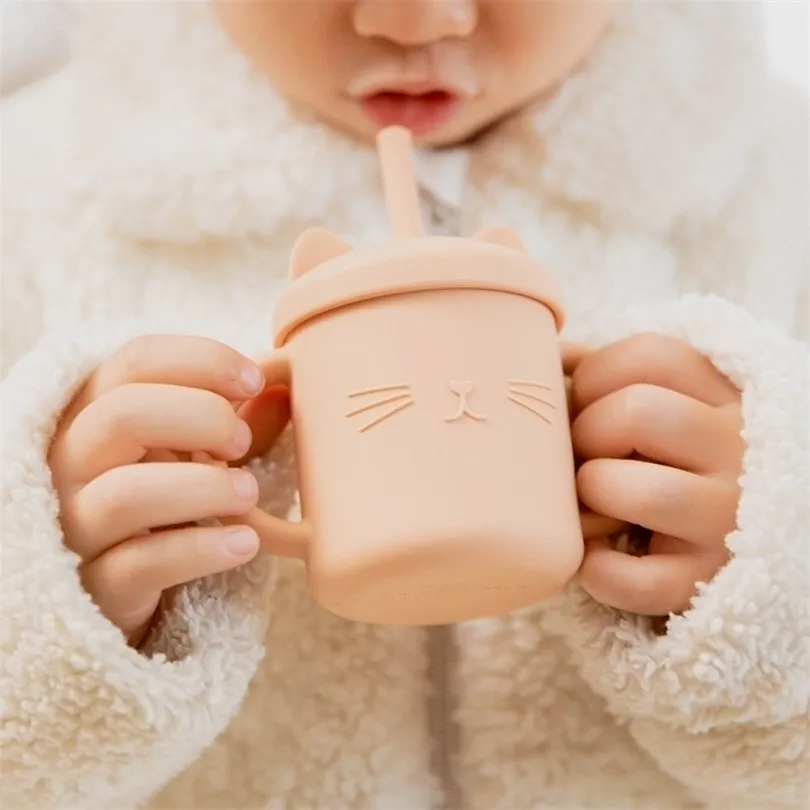 Cangkir Makan Bayi Cangkir Belajar Bayi Kartun Lucu Kualitas Makanan Untuk Balita Anakanak Dengan Cangkir Sippy Silikon 220611