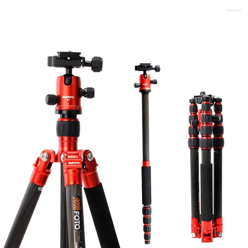 Tripods MeFOTO C1350Q1 Carbon Fiber Camera Stands Portable Monopod Q1 Ball Head 5 Section Carry Bag Max Loading 8kg