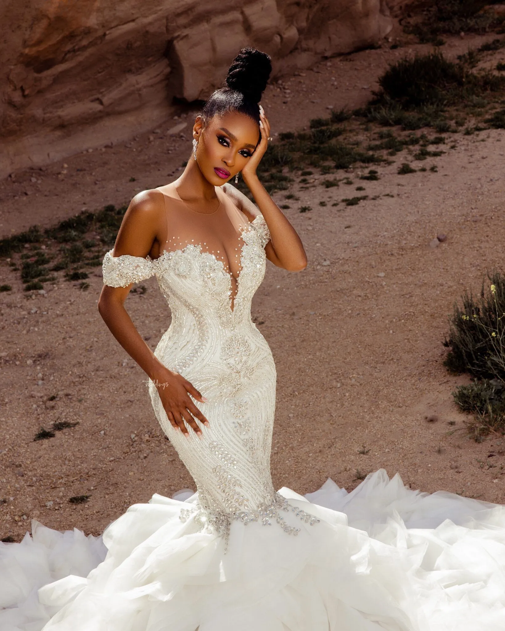 Off Shoulder Ruffles Wedding Dresses, Popular Mermaid Bridal Gowns, Elegant Satin Wedding Gowns Off Shoulder Ruffles Wedding Dresses, Popular Mermaid Bridal Gowns, Elegant Satin Wedding Gowns