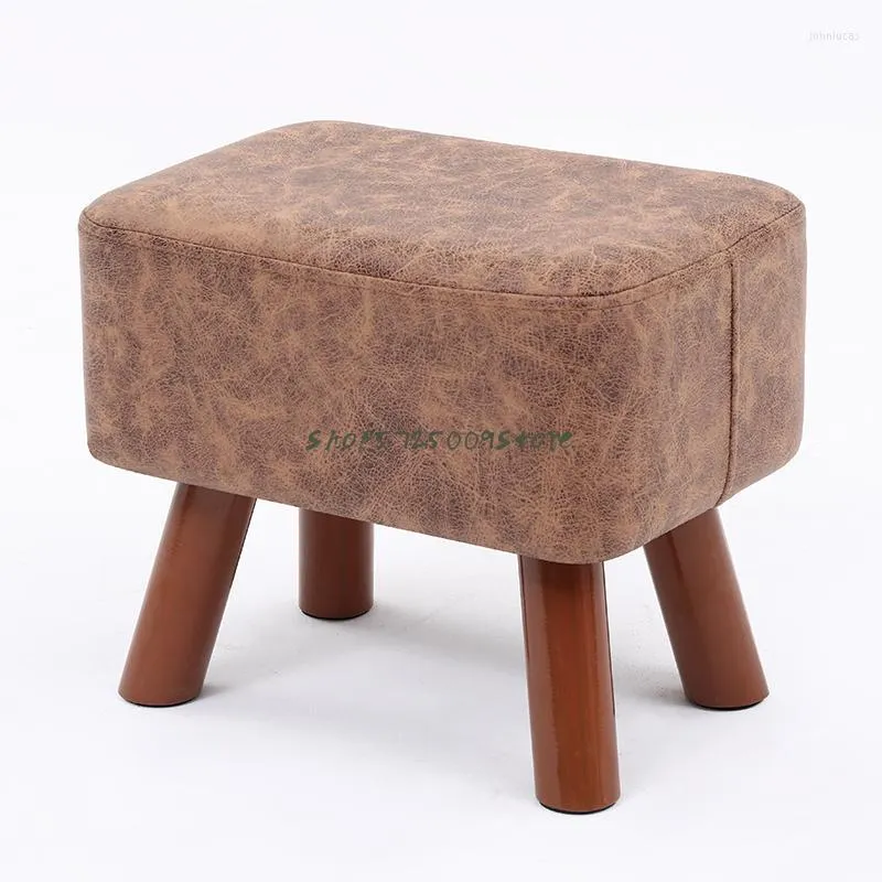 Taburete de almacenamiento de ropa para el hogar, zapatos que cambian, moda creativa, sala de estar, sofá bajo Simple, taburete cuadrado de madera maciza para adultos