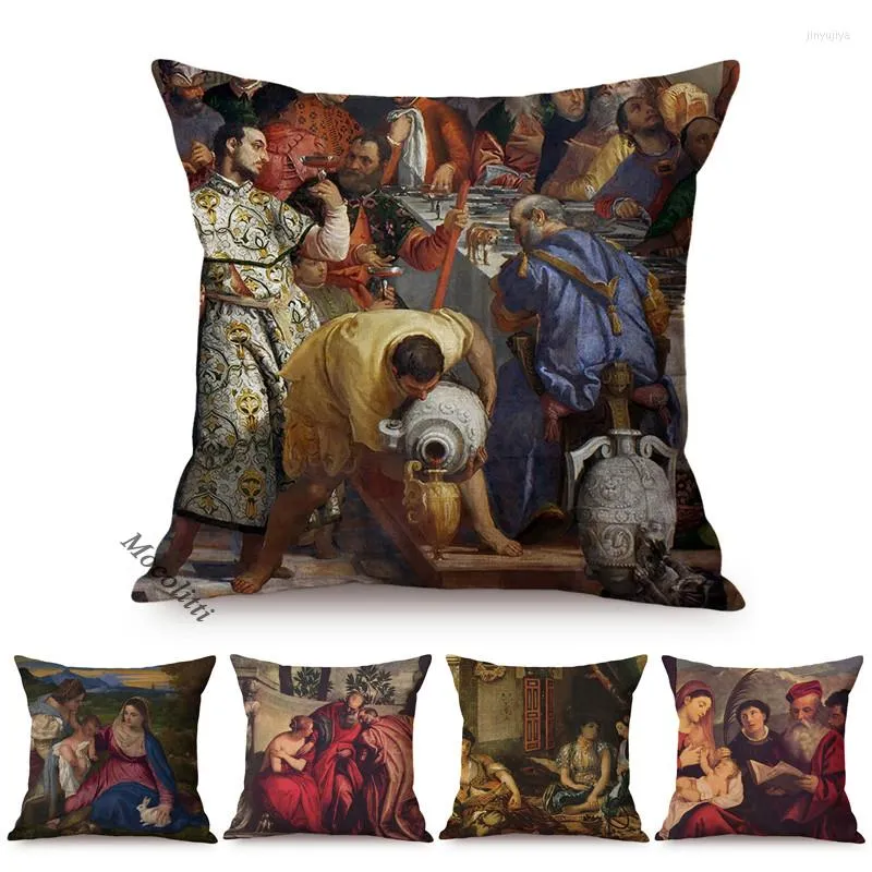 Oreiller Renaissance Vintage Peinture À L'huile Art Décoratif Canapé Jeter Cas Rome Antique Sénat Motif De Luxe Linge S Couverture