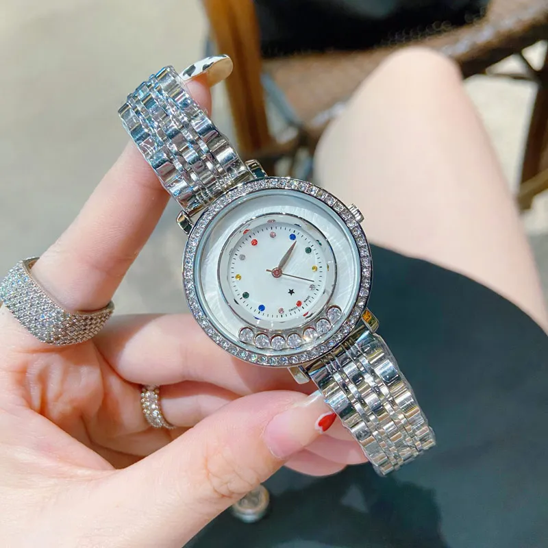 Moda diamentowe zegarki damskie Top marka projektant pasek ze stali nierdzewnej 32mm luksusowy damski zegarek kryształowe zegarki na rękę dla kobiet urodziny dzień matki prezent na boże narodzenie