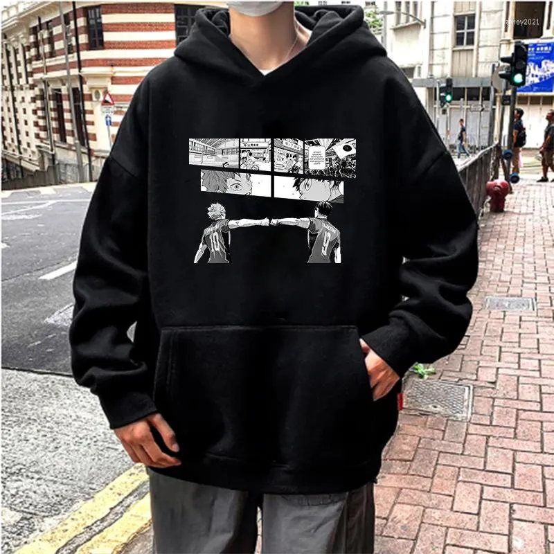 Sweat à capuche pour hommes Sweats à capuche Harajuku Janpanese Anime Haikyuu Karasuno High Graphic Manga Sweatshirts Femmes Funny Cartoon Winter Épaissir Street Pull 1362