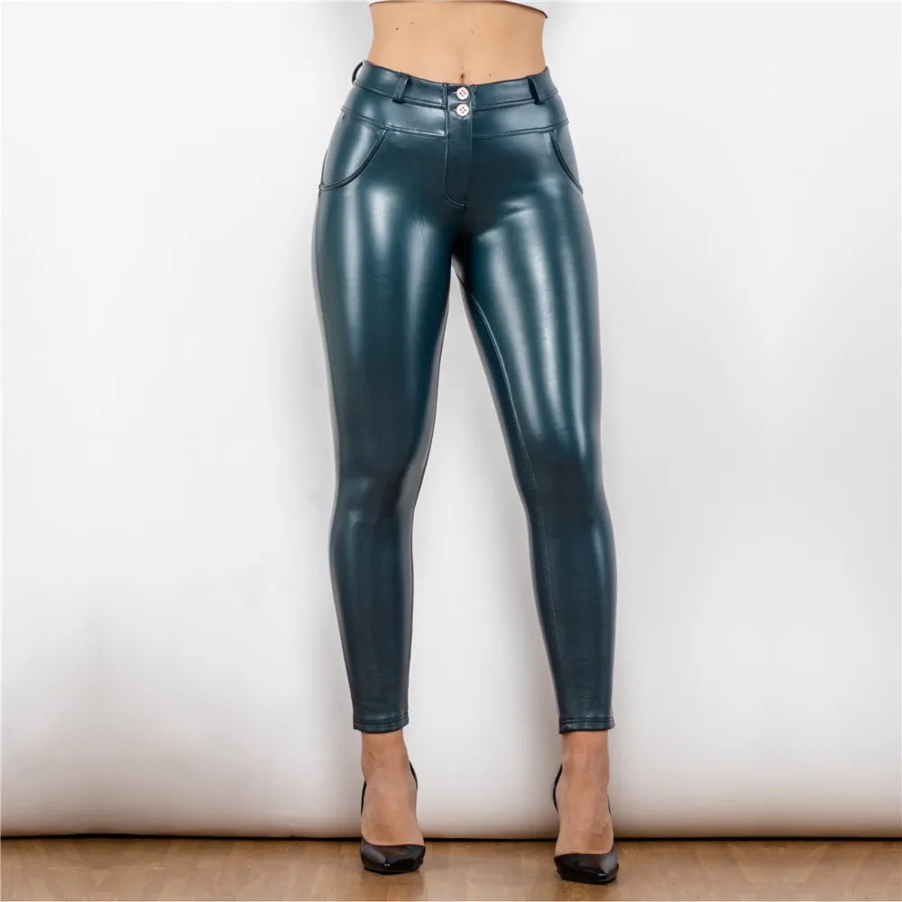 Melody Womens Dark Blue Faux Leather Vegan Leather Leggings Stretchy PU  Leather Hot Pants With Shaping Feature From Shascullfites, $27.58