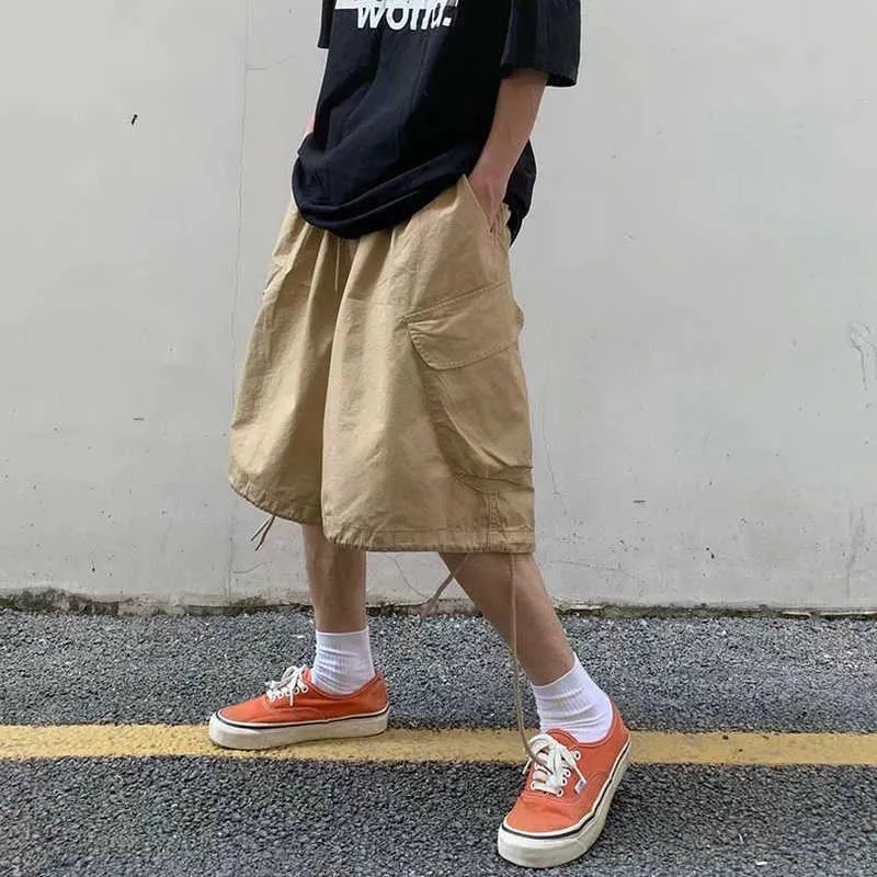 Mäns shorts 2022 Summer Mens Cargo Loose Hip Hop Harajuku Straight Streetwear Bermuda Masculina G221012