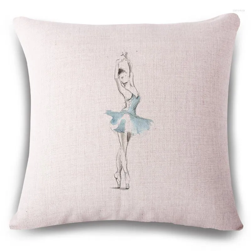 Pillow Interesting Beautiful Ballet Cover Linen Affection Sofa Seat Family Home Decorative Throw Case Housse De Coussin