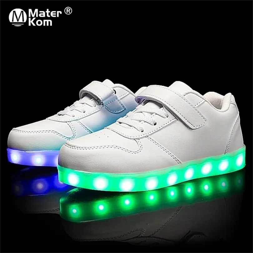 Размер 2537 Детские светодиодные туфли светящиеся кроссовки Малыш Красовки с подсветкой USB Light Up обувь светящиеся кроссовки для девочек мальчиков 220520