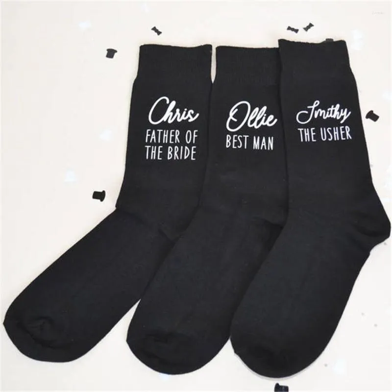 Men's Socks Personalized Wedding Groom Groomsman Father Of The Bride Man Custom Name Party Accessory Gifts