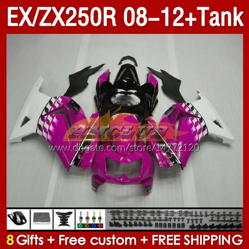 7& Tank Injection Fairings For KAWASAKI NINJA ZX250 EX250 R 2008-2012 163No.137 EX ZX 250R EX250R ZX250R 2008 2009 2010 2011 2012 ZX-250R 08 09 10 11 12 Fairing pink glossy