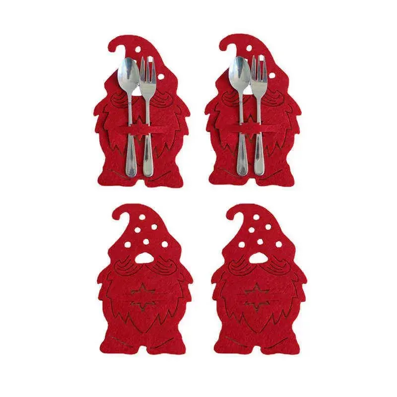 Christmas Knife and Fork Holder Xmas Cutlery Bag Pocket Christmas Tree Angel Santa Cutlery Holder Navidad New Year 2023 T220804