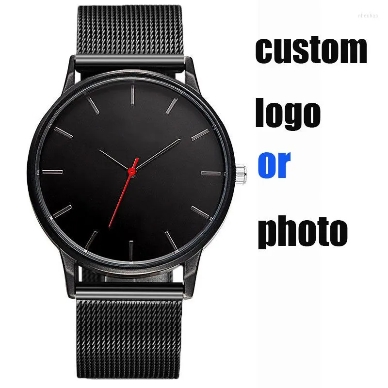 Wristwatches BSL996N Custom Men Watches Stainless Steel Japan Movement OEM Women Watch Brand Logo Print Your Design Po Relojes