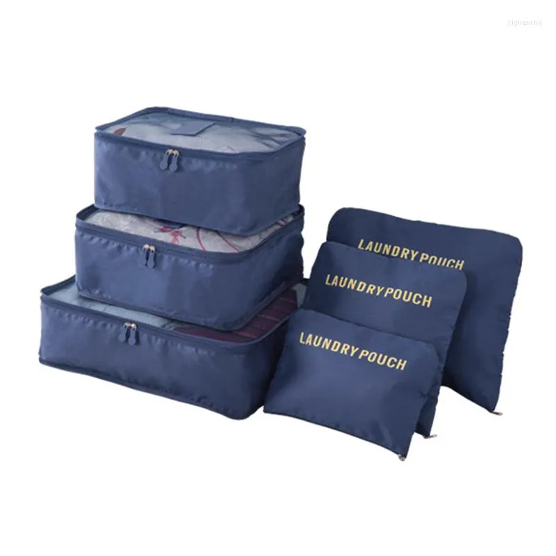Sacs de rangement 6 pièces ensemble organisateur de voyage valise mallettes d'emballage Portable bagages vêtements chaussure pochette bien rangée