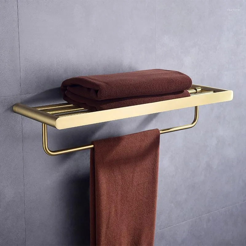Set di accessori per il bagno Bagno in oro spazzolato di lusso Porta asciugamani di alta qualità Porta carta per spazzolino Scopino per WC