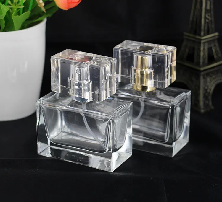 Flacon vaporisateur en verre 30ML Bouteille transparente vide Atomiseur de parfum rechargeable Or Argent SN518