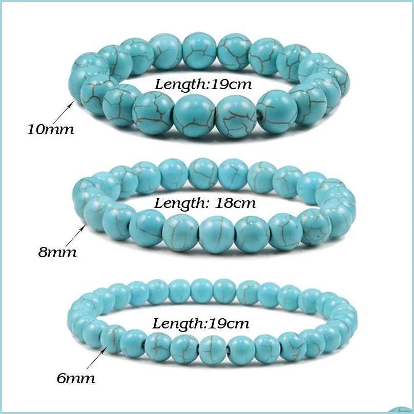 Beaded Natural Armband 8mmturquoise Beaded Strands Bangle för DIY -smycken Kvinnor och män presenterar AMET -tillbehör Drop Leverans 2022 DHTAP