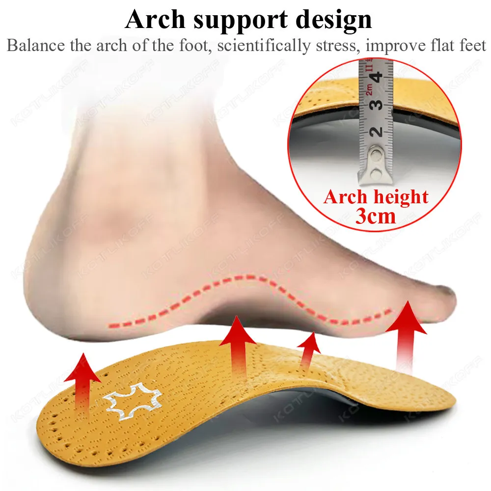 Semelle intérieure orthopédique en cuir pour chaussures pieds plats soutien de la voûte plantaire coussinets orthopédiques semelle intérieure hommes femmes O/X jambe corrigée