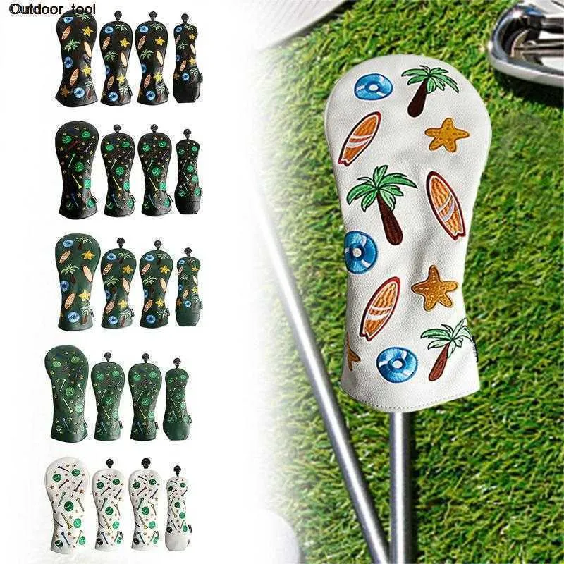 New 4pcs/set Golf Head Covers PU Leather Club Putter For Driver Fairway Wood Hybrid Accessories