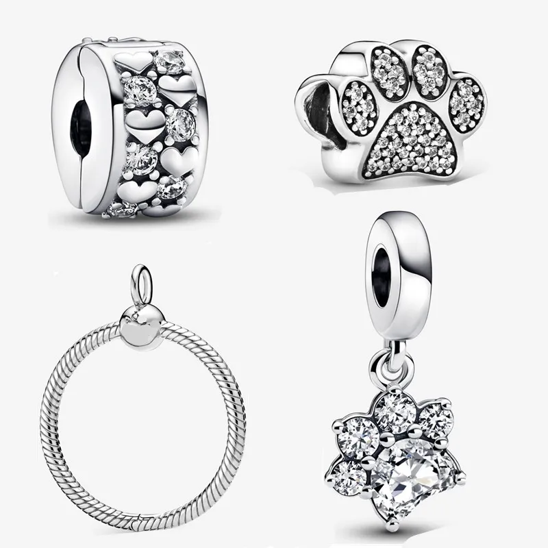 925 Silver Love's Handprint Kolye Kolye Fit Pandora Stil Diy Charm Boncuklu Takı Seti