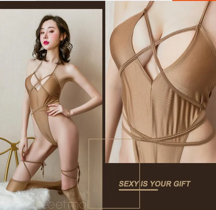 Sexy Set Set Shiny High Slit Letard Swimsuites Malesie Bikini Dead Bank Água Sexy Lingerie Pantyhose A3