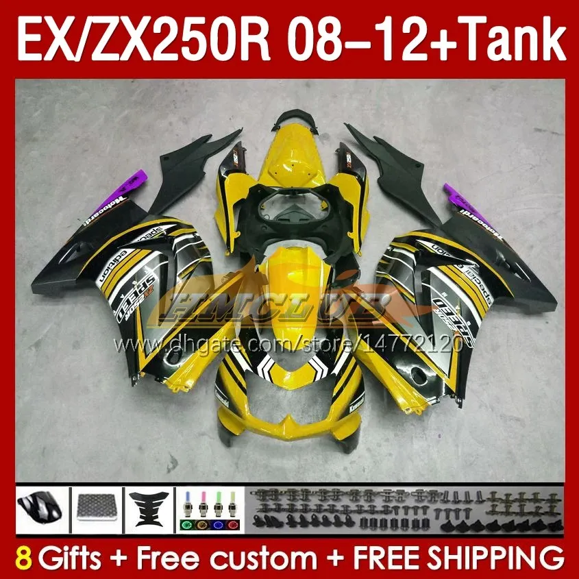 Tankeinspritzverkleidungen für KAWASAKI NINJA ZX250 EX250 R 2008-2012 163Nr.160 EX ZX 250R EX250R ZX250R 2008 2009 2010 2011 2012 ZX-250R 08 09 10 11 12 Verkleidung gelber Bestand