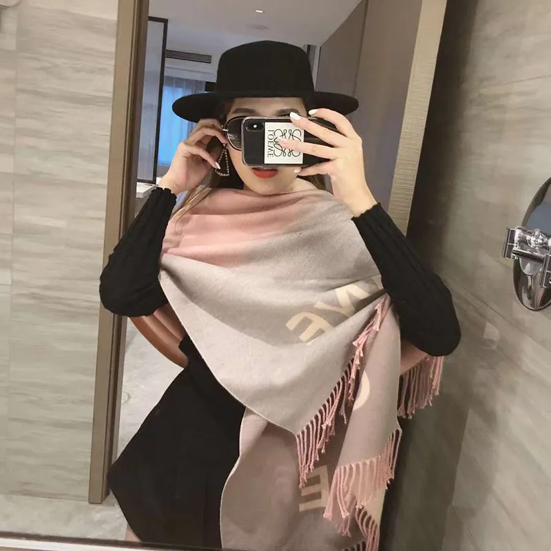 2022 Winter Poncho Shawl Cashmere C Scarf for Women Fashion Pashmina Wraps Thick Warm Female Blanket Foulard Stole