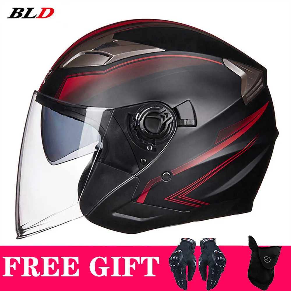 Casques de cyclisme Nouveau BLD visage ouvert casque de moto hommes femmes sécurité électrique Scooter Moto équitation Jet Casco Moto Capacete DOT approuvé L221014