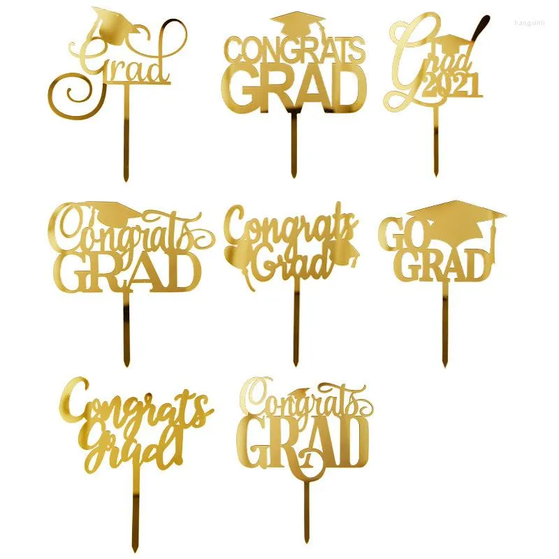 Festive Supplies 2022 Acrylic Congrats Graduation Cake Topper Gold Baking For Season Party Cupcake Decoration