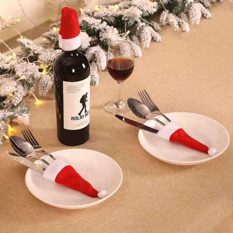 Christmas Knife and Fork Holder Xmas Cutlery Bag Pocket Christmas Tree Angel Santa Cutlery Holder Navidad New Year 2023 T220804