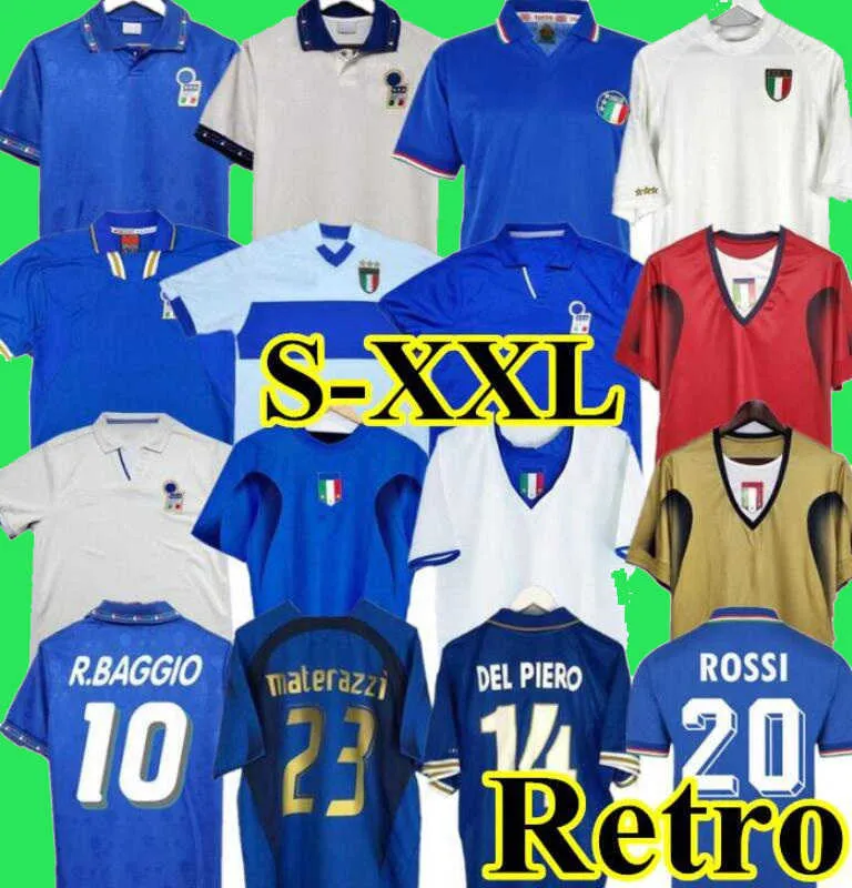 レトロ サッカー ジャージ バッジョ 1998 1982 サッカー ジャージ 1990 1996 1994 2000 サッカー マルディーニ ロッシ スキラッチ トッティ デル ピエロ 2006 ピルロ インザーギ ブフォン ItalyS