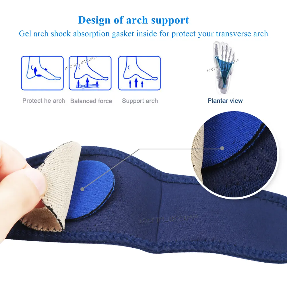 Breathable Elastic Silica Gel High Arch Orthotics Bandage for Heel Foot Pain Relief Plantar Fasciitis Orthopedic Insoles