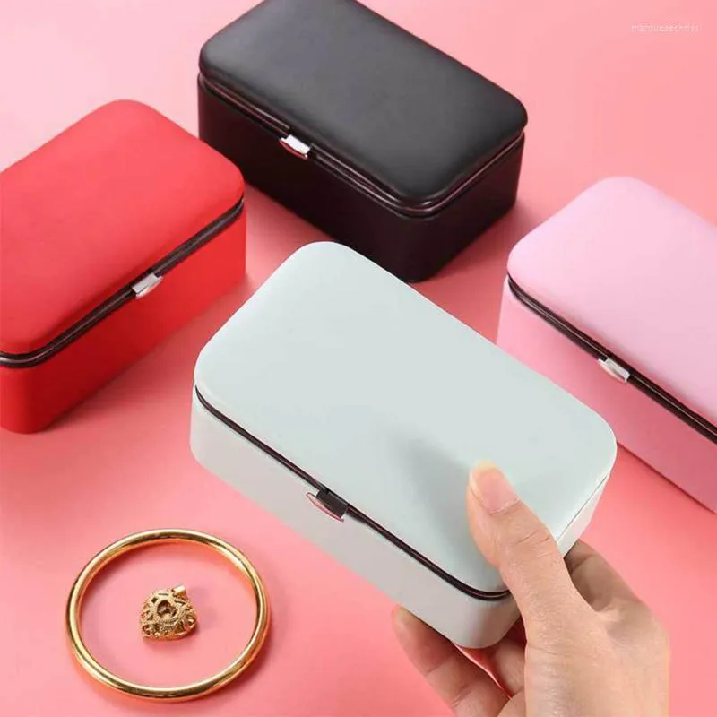 Jewelry Pouches Portable Organizer Display Travel Case Boxes Lady PU Leather Earring Ring Necklace Jewellery Girl Gifts
