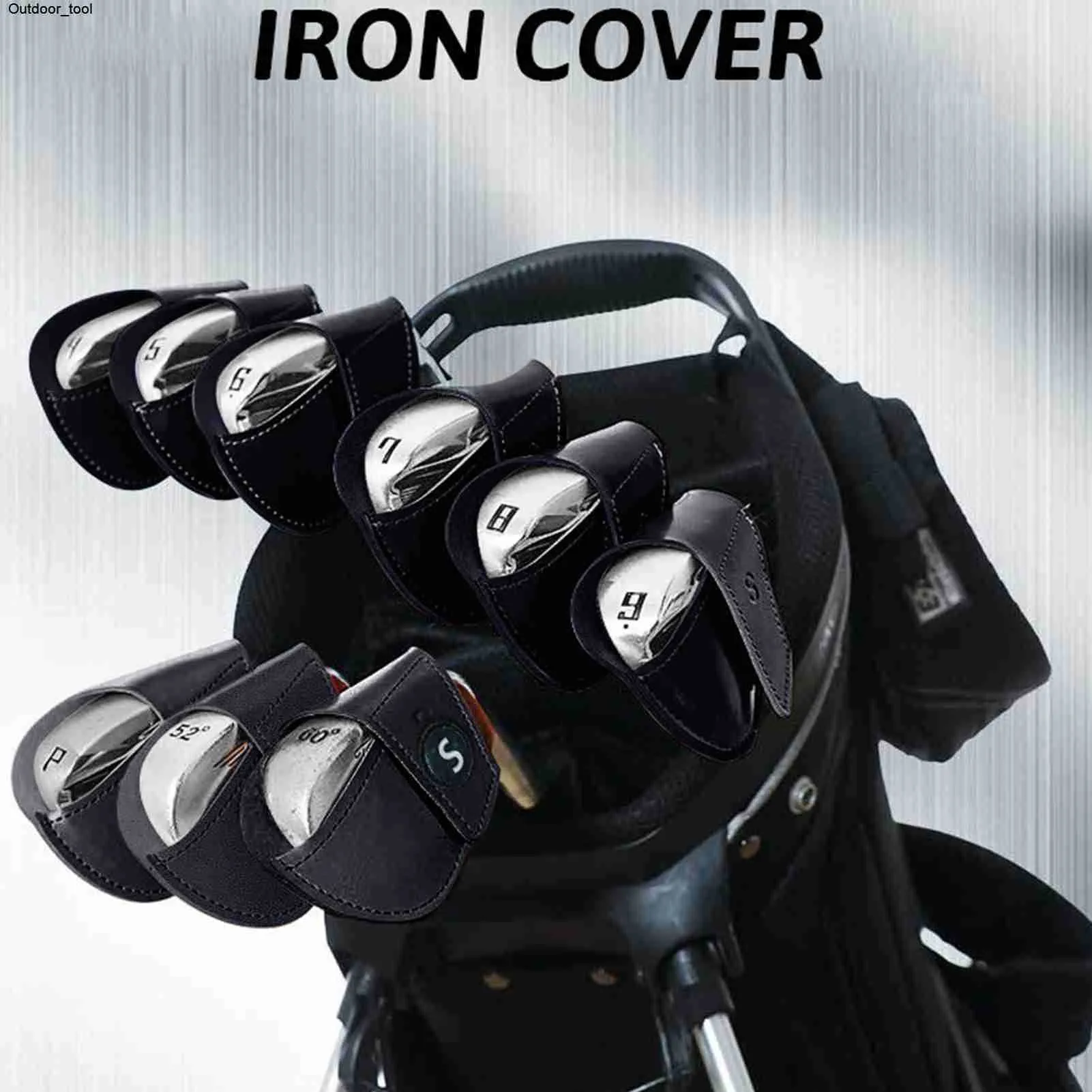 Nya 10 st/set Black Color Golf Iron Head Cover Portable Putter Cover Set kan se nummertillbehör