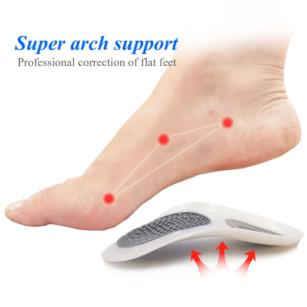 1 Pair practical durable flat feet knock knees plantar orthotics inserts breathable arch support insoles with 8 correction pads