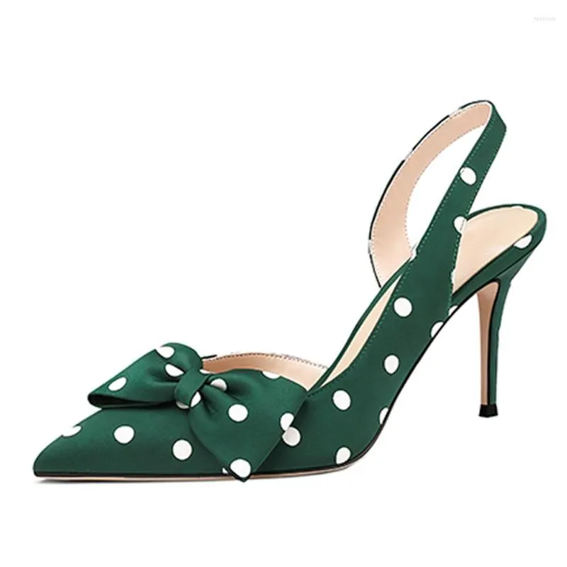 Sukienka Buty Lovirs Women Towery Slingback 8,5 cm Pumpy Winted Stiletto Obcasy Polka Dot High Heel Party Plus Size 5-15