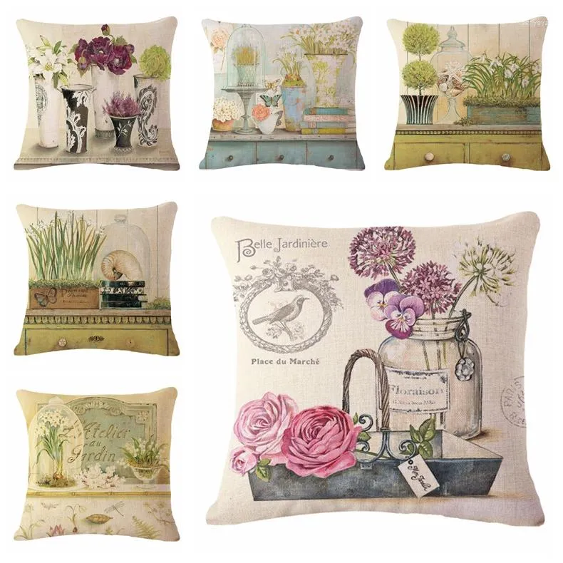 Pillow Creative Flower Tree Cover Print Linen Affection Sofa Seat Family Home Decorative Throw Case Housse De Coussin