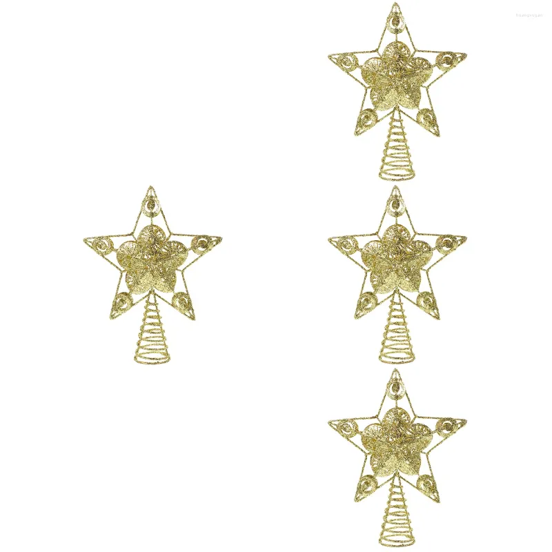 Decorações de Natal 4pcs Tree Topper Star Ornament Xmas Treetop Hollow