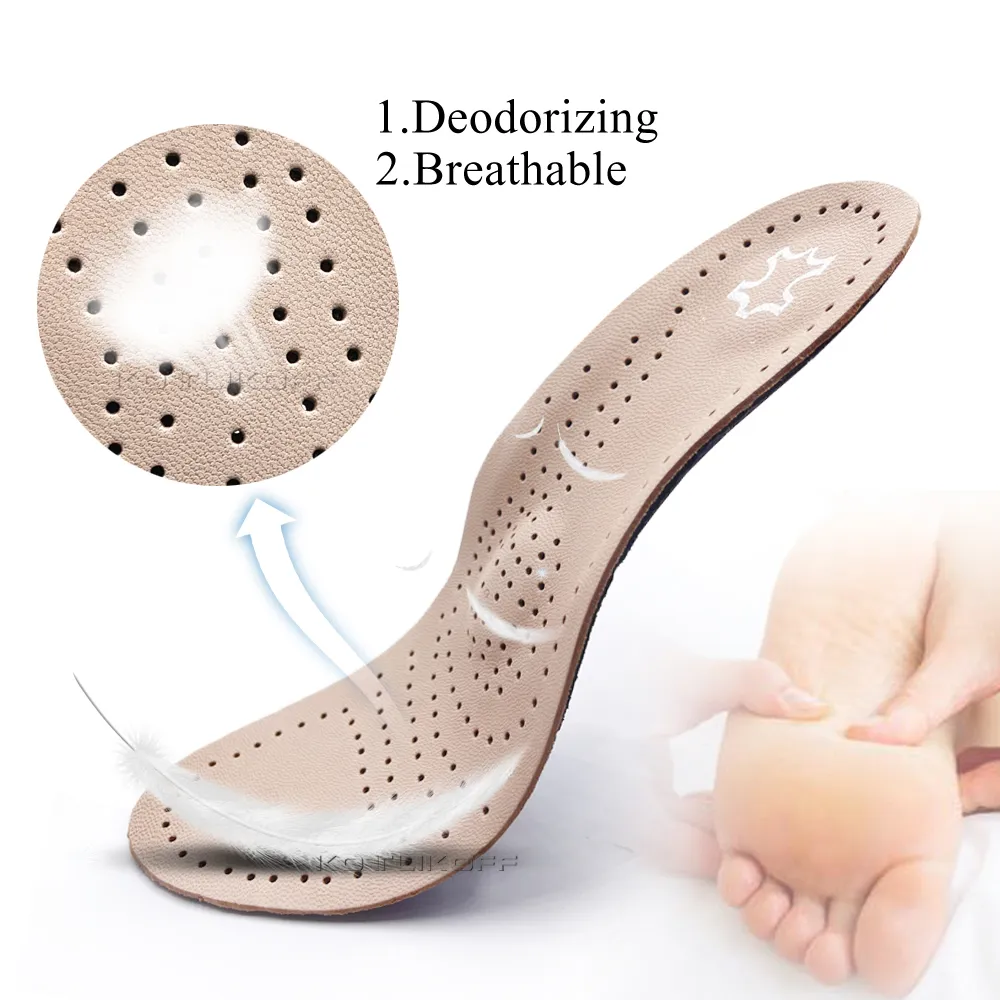 Orthopedic Insoles Genuine Leather Orthotics Shoes Insole For Feet Arch Support Flat Feet Insert Heel Pain Plantar Fasciitis