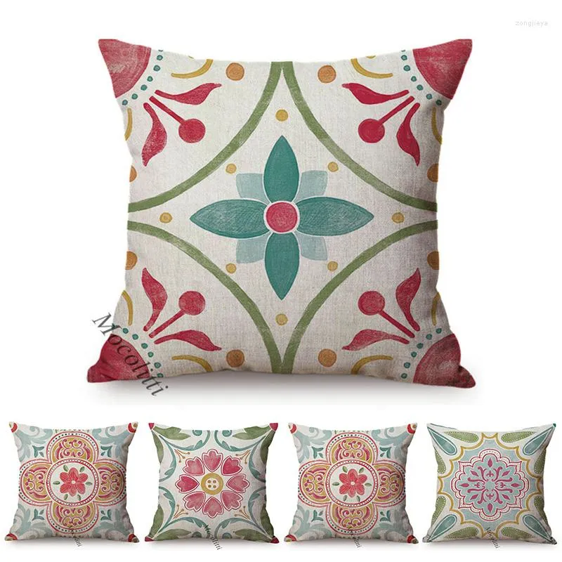 枕非常に美しい自由hoh馬水色の花のデザインホームデコレーションスロー枕コットンリネンウォームベッドルームソファ椅子カバー