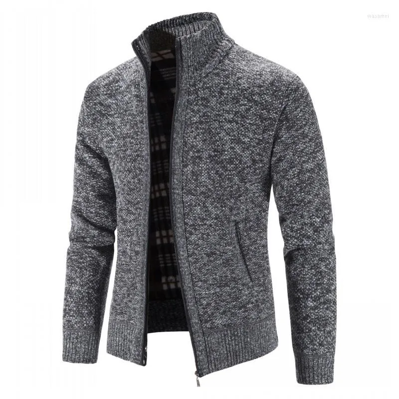 Erkek Sweaters Sonbahar Kış Sıcak hırka Erkekler Poleece Fermuar Ceketler Mens İnce Fit Örme Sweatercoat Yakışıklı Steater Ceket M-4XL