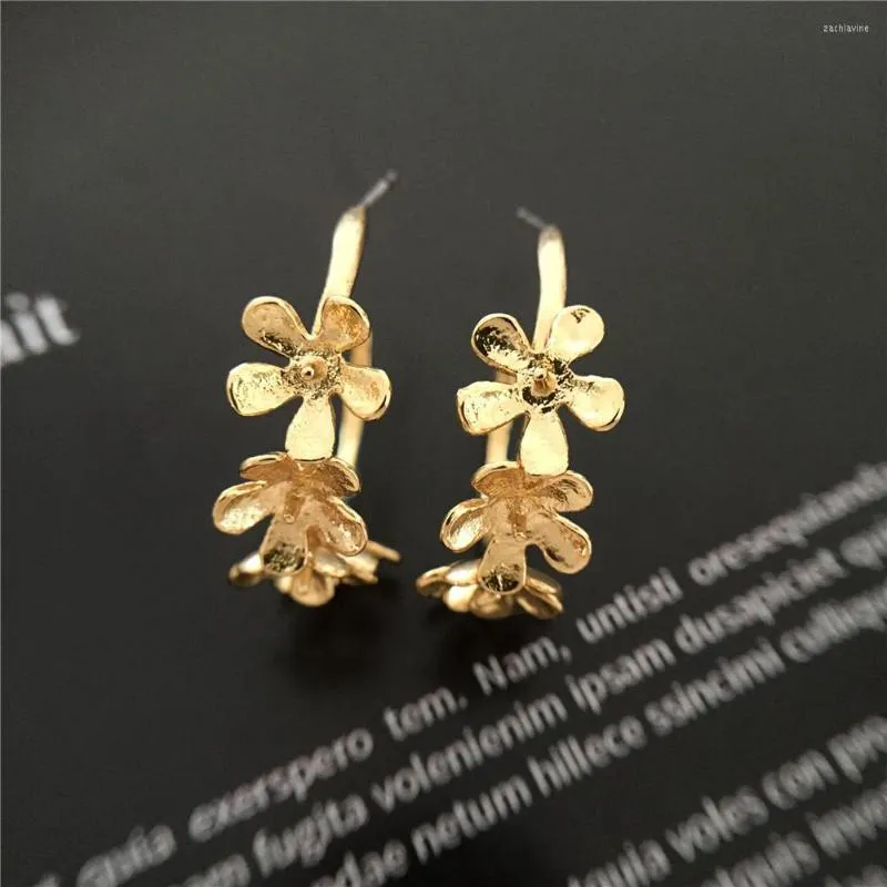 Boucles d'oreilles créoles 18K plaque d'or Punk couleur grande fleur pour les femmes minimaliste déclaration chaîne fête bijoux cerceaux