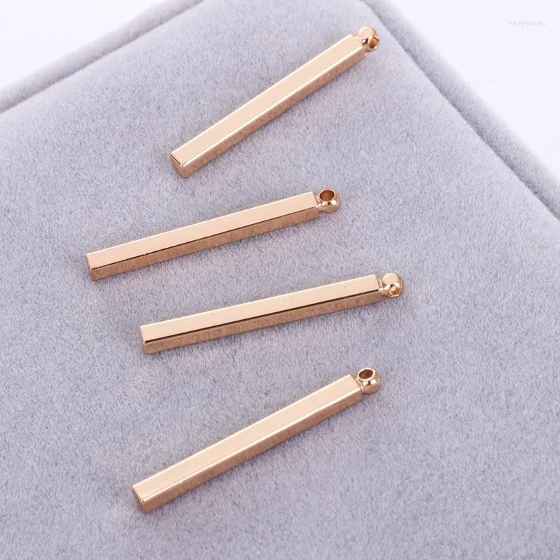 Pendant Necklaces Gold Cuboid Copper Strip Pillar Simple Rectangular Charms For DIY Jewelry Making Accessories 25.2 2.2mm