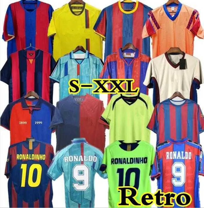 Soccer Jerseys 08 09 96 97 100th Retro uniform 03 04 05 06 07 10 11 14 15 XAVI RONALDINHO RIVALDO PUYOL finals kit