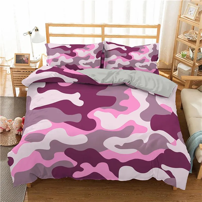 Ensembles de literie Camouflage ensemble abstrait géométrique 3D housse de couette avec taie d'oreiller Polyester mode couette Twin King Size