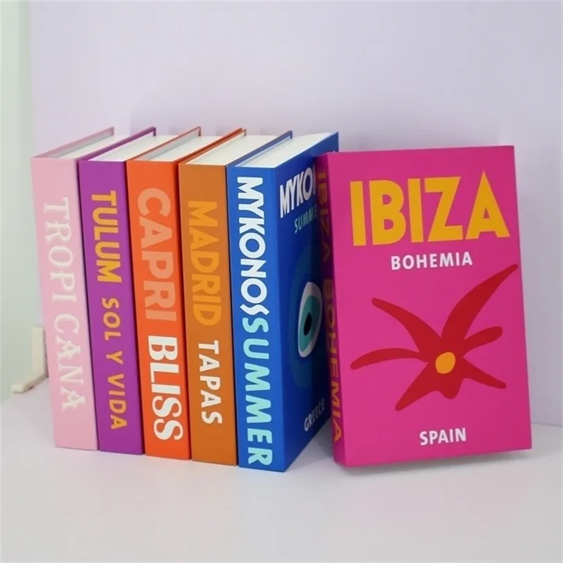 Objets décoratifs Figurines Travel Series Fake Livre Coloreful Home S Modern Study Room Club El Decoration Mykonos Ibiza 220914