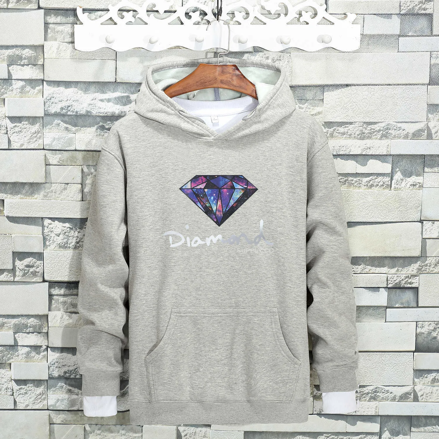 Diamond Supply Co Homens Casais Rua Fleece Moletom Quente Inverno Outono Veet Hoodie Moda Hip Hop Pulôver Primitivo 2949622